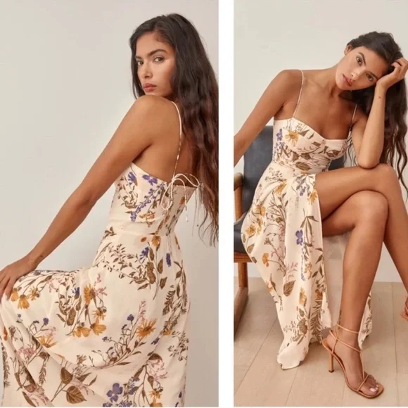 Reformation Kourtney Dress in Frolic Size 0 - Picture 3 of 11